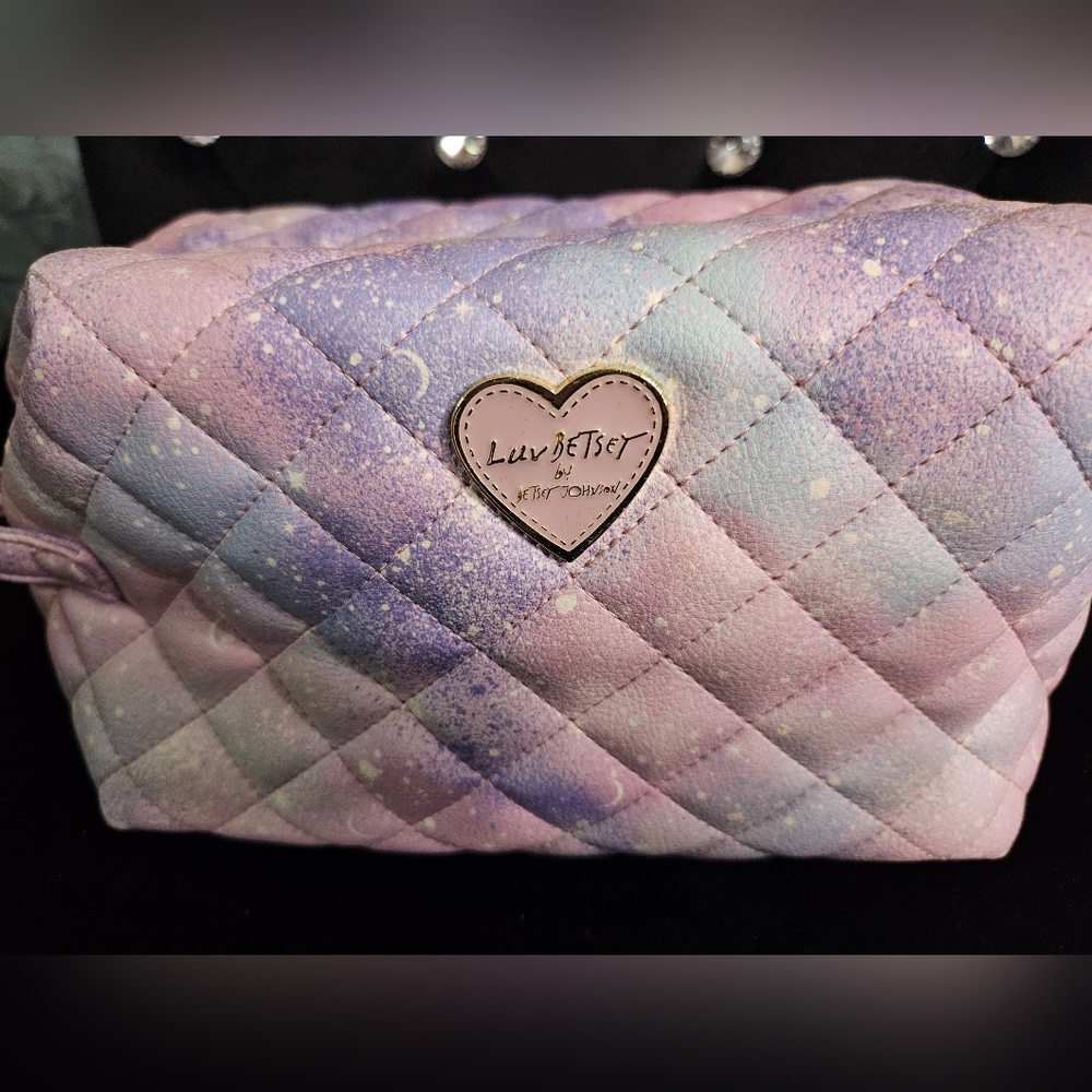 Betsey Johnson Pastel Quilted Cosmetic Bag